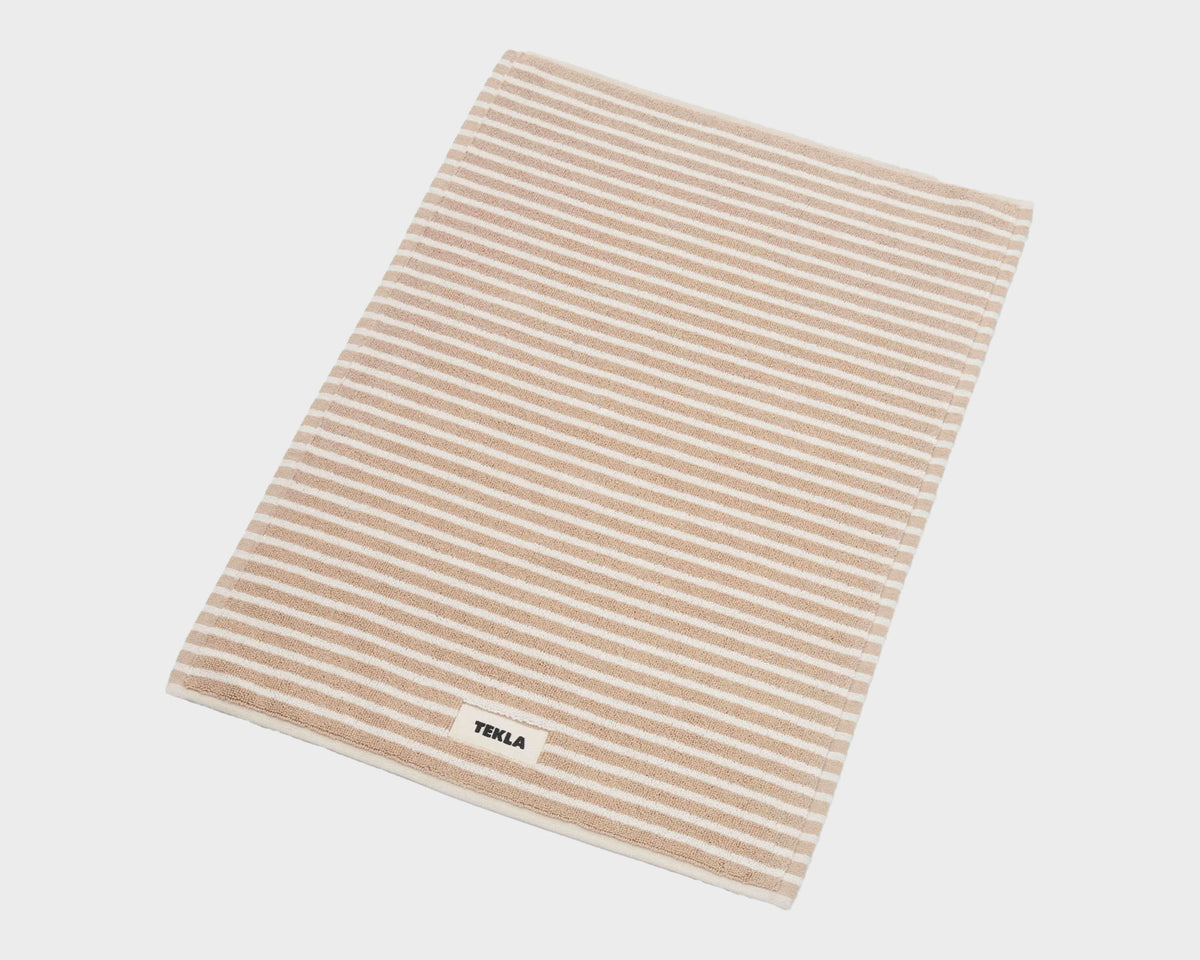 Tekla Organic Cotton Bath Mat - Ivory Stripes