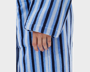 Tekla Organic Cotton Hooded Bathrobe - Ripple Stripes