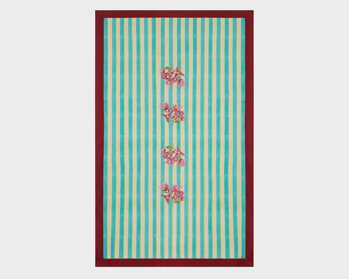 Lisa Corti x Issimo Tablecloth - Bougainvillea Stripes White Veronese