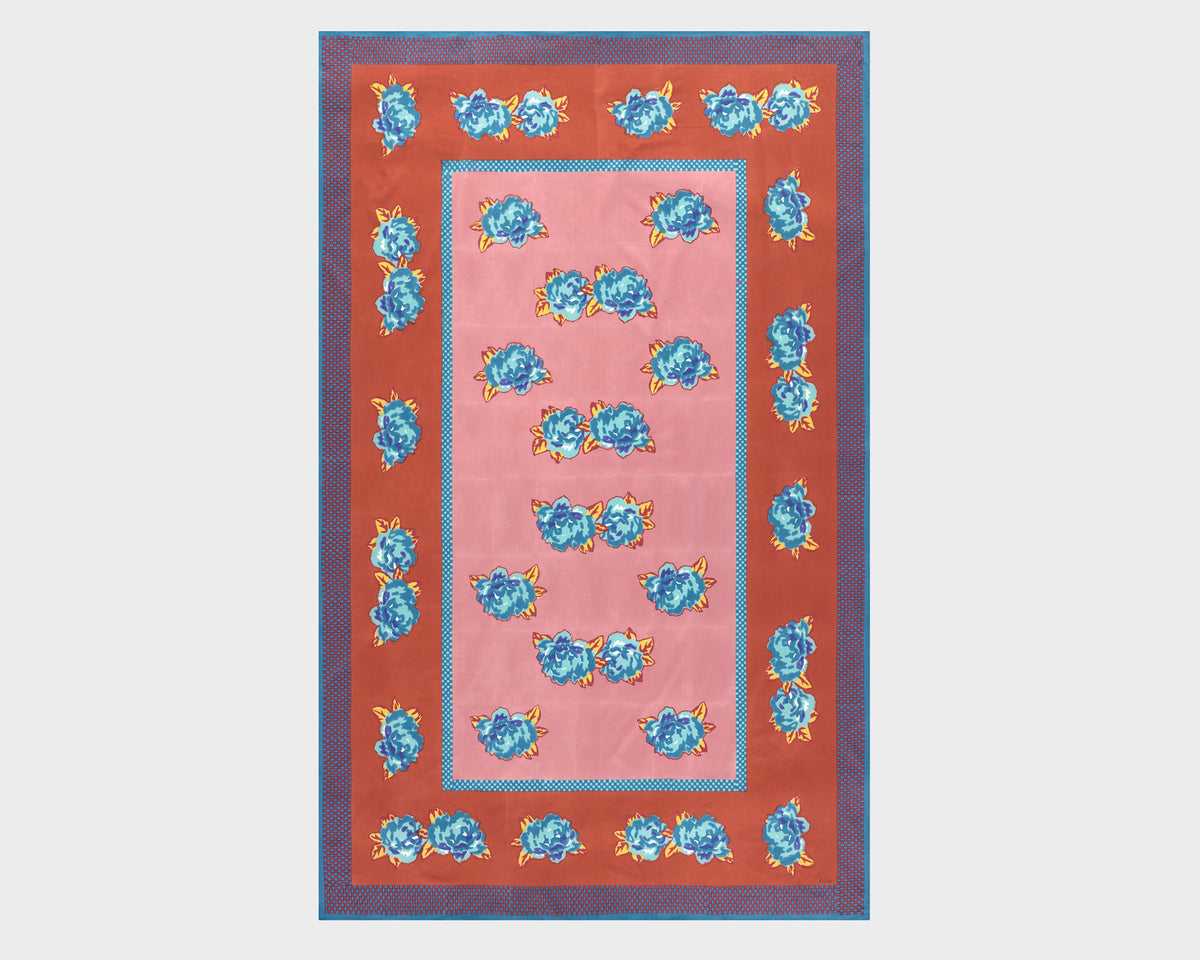 Lisa Corti Tablecloth - Double Peonia Rust-Old Pink