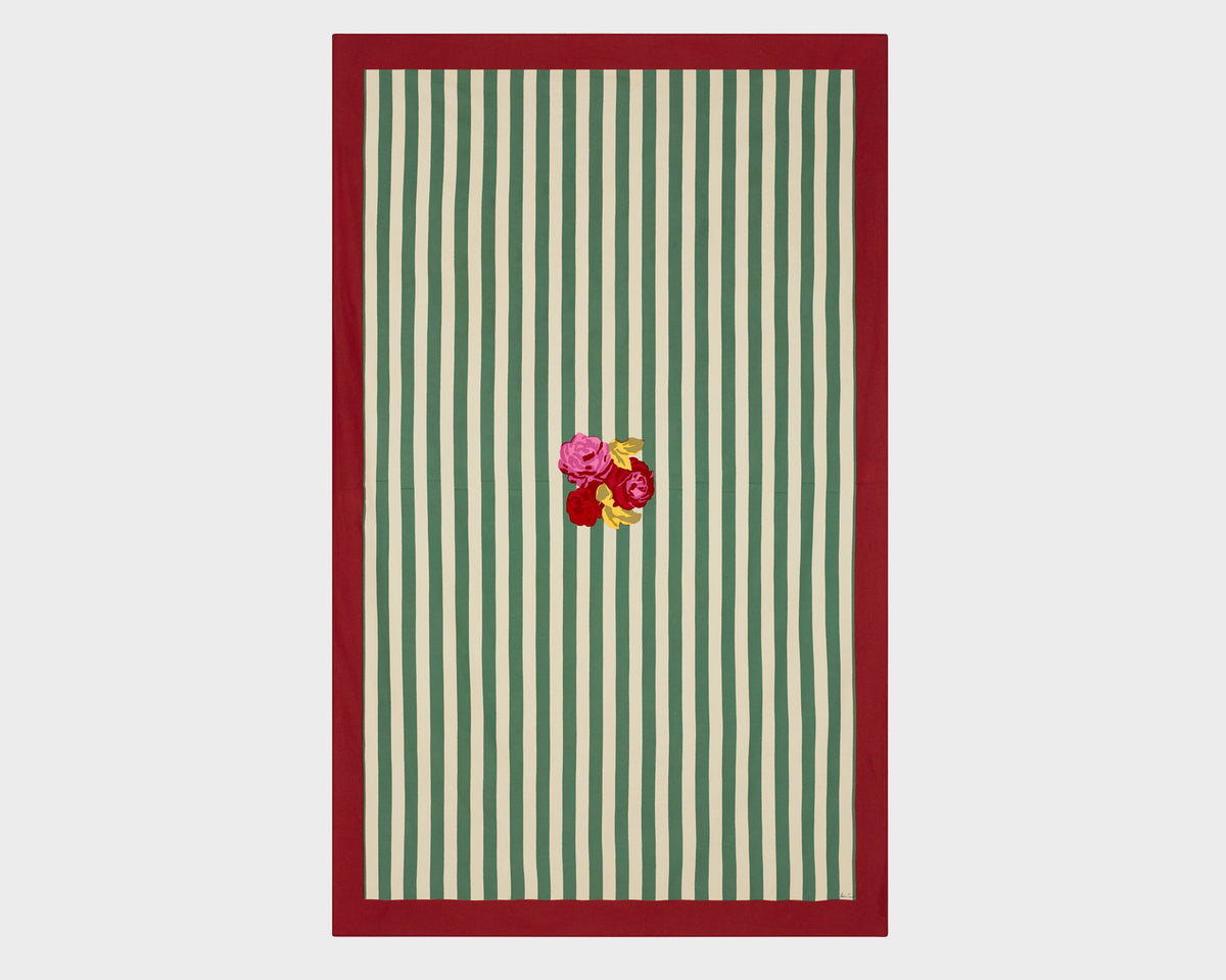 Lisa Corti Tablecloth - Nizam Stripes Green Natural