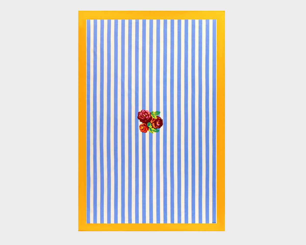 Lisa Corti x La Veste Tablecloth - Nizam Stripes Light Blue Natural