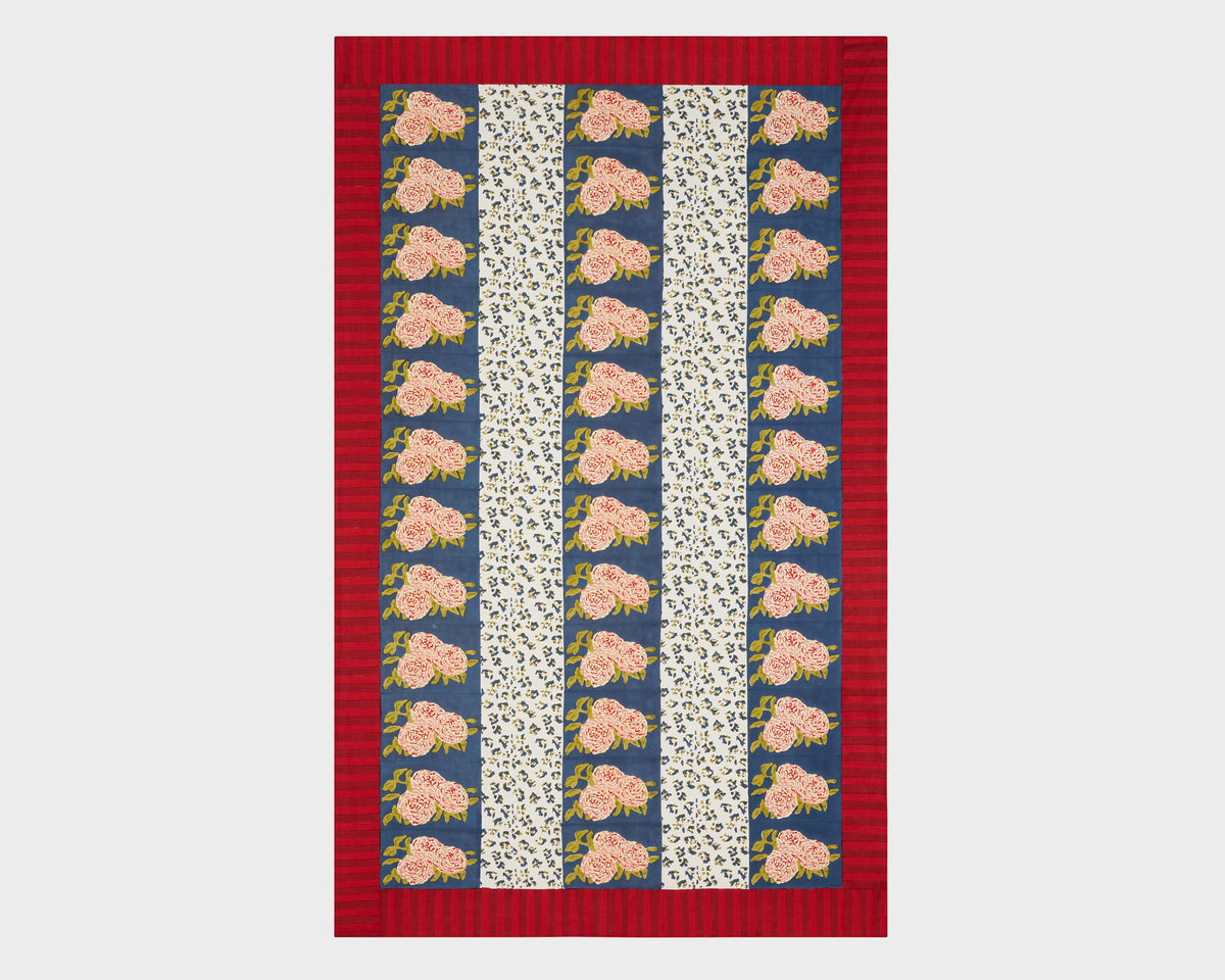 Lisa Corti Tablecloth - Leopard Stripes Dark Blue