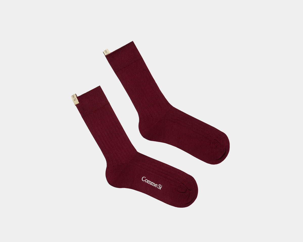 Comme Si Yves Cotton Socks - Maroon