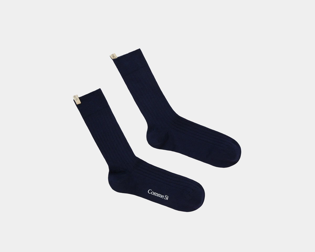 Comme Si Yves Cotton Socks - Navy