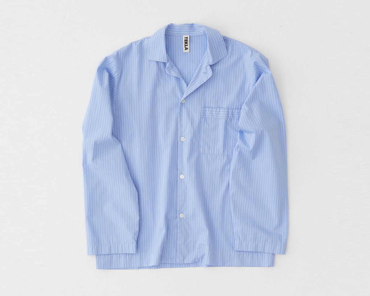 Tekla Poplin Long Sleeve Shirt - Pin Stripes