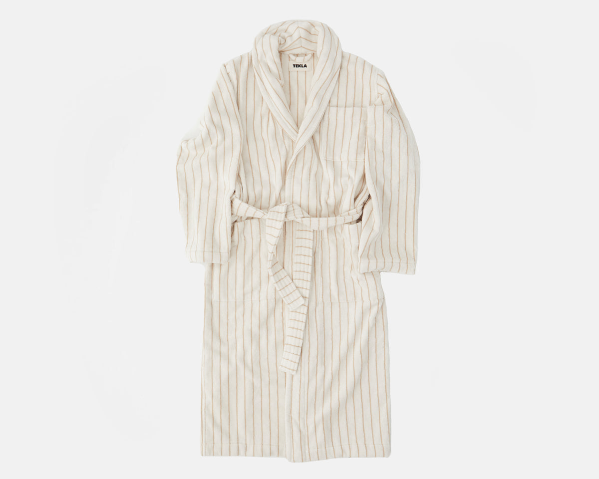 Tekla Organic Cotton Classic Bathrobe - Sienna Stripes