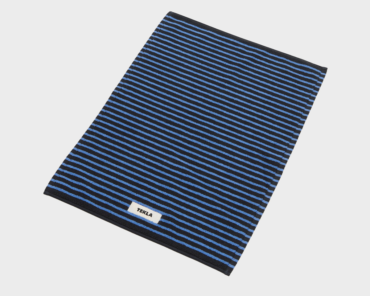 Tekla Organic Cotton Bath Mat - Black & Blue