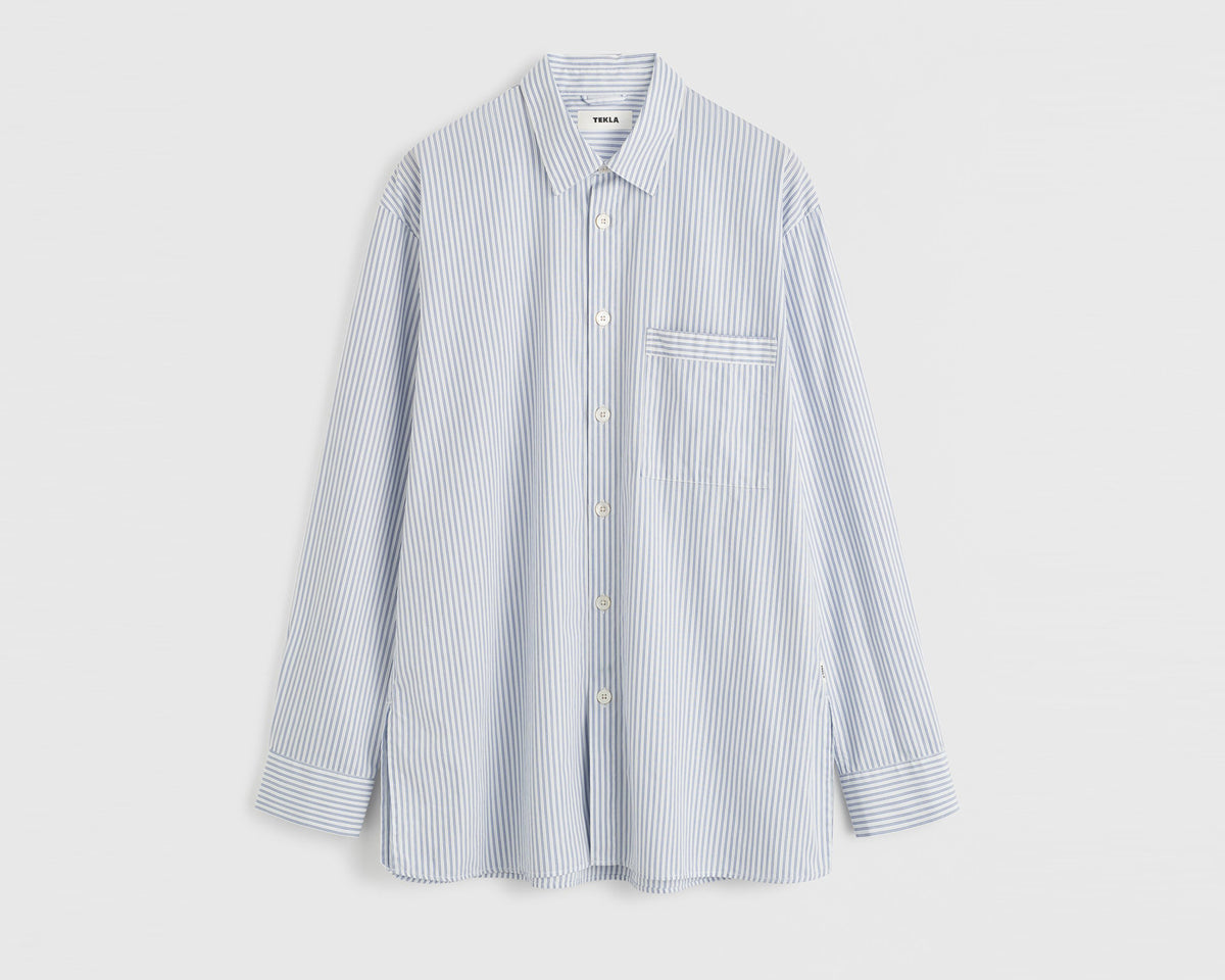 Tekla Poplin Relaxed Long Sleeve Shirt - Orchid Stripes