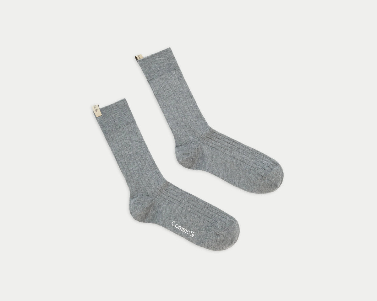 Comme Si Yves Cotton Socks - Heather Grey