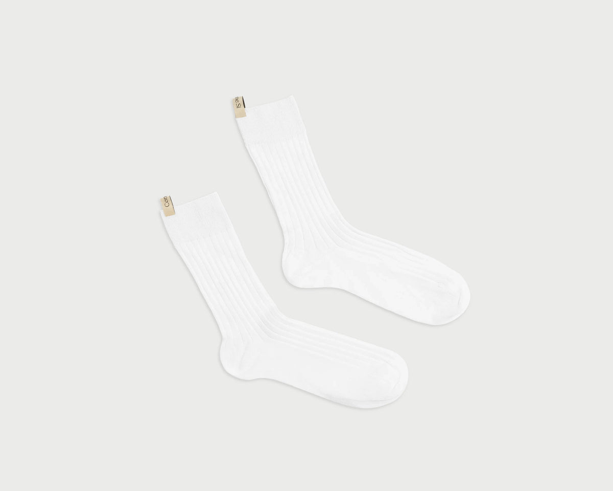 Comme Si Yves Cotton Socks - White