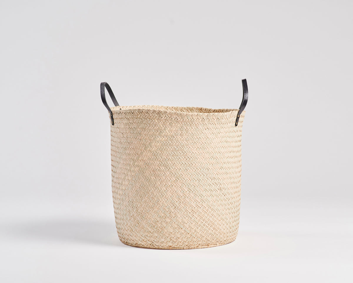 Laundry Basket Tall - Leather Handle