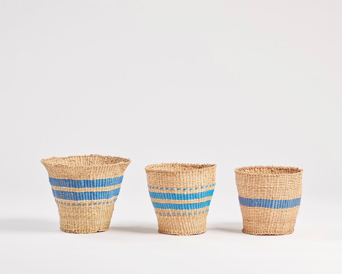 Xhosa Reed Basket - Blue Detail