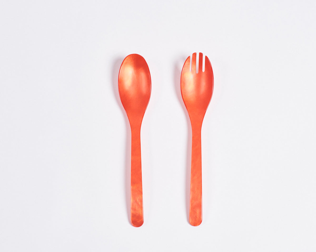 G.F Heim Söhne Salad Cutlery - Coral Red