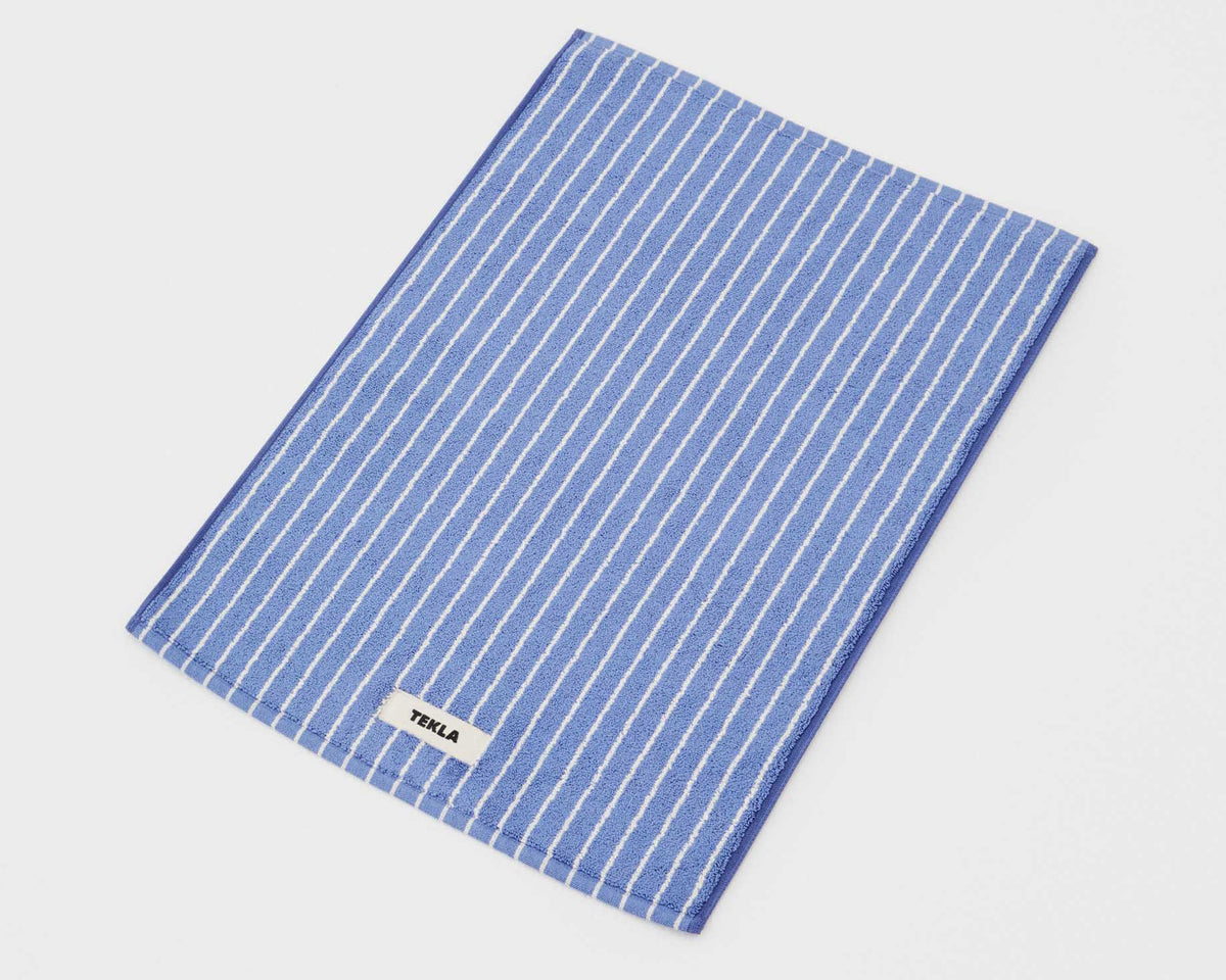 Tekla Organic Cotton Bath Mat - Clear Blue Stripes