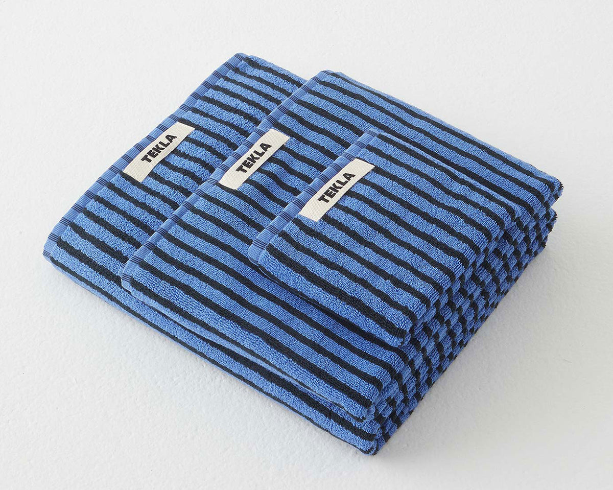 Tekla Organic Cotton Towel - Blue & Black Stripes