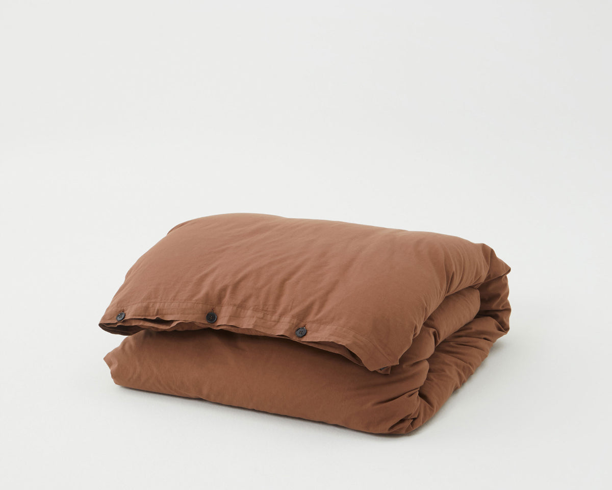 Tekla Cotton Percale Bedding - Cocoa Brown