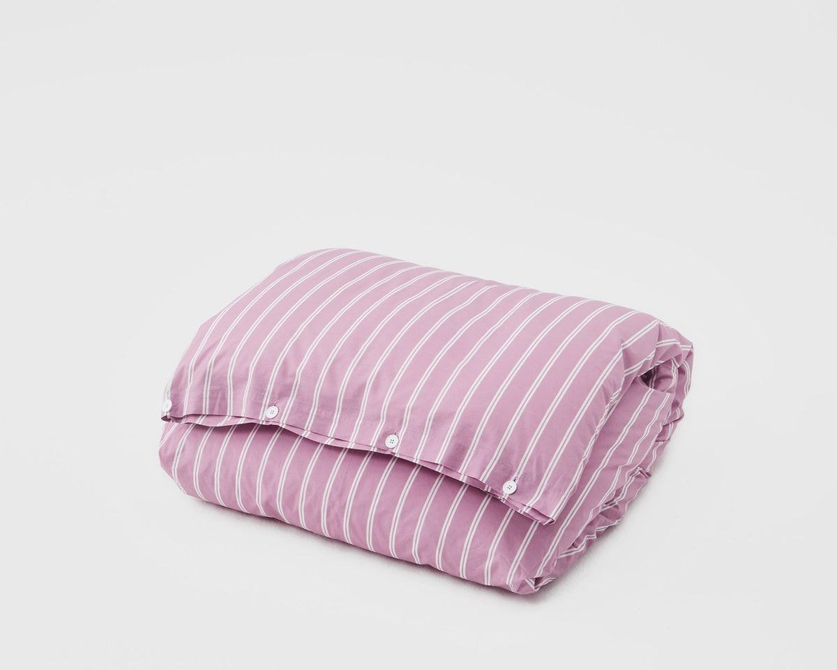 Tekla Cotton Percale Bedding - Mallow Pink Stripes