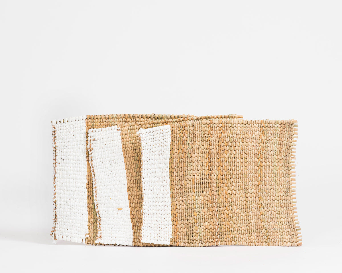 Xhosa Reed Table Mat - White Stripe