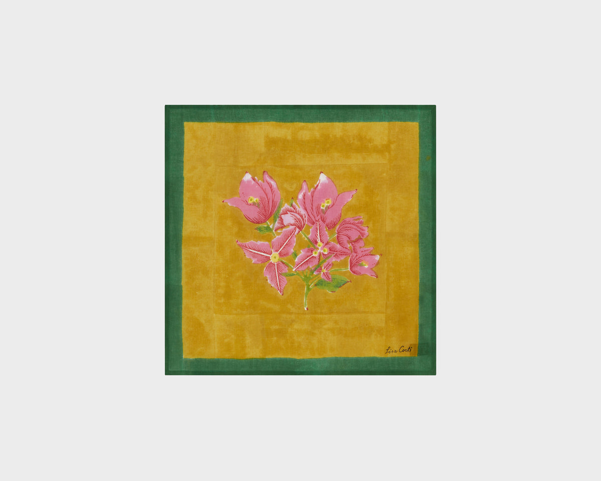 Lisa Corti Napkin - Bougainvillea Stripes White Mustard