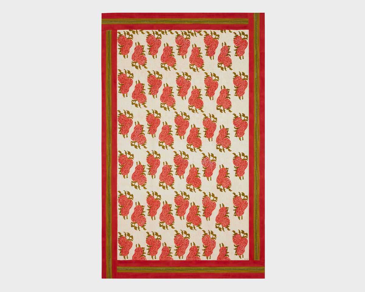 Lisa Corti Tablecloth - Leopard Bouquet Red