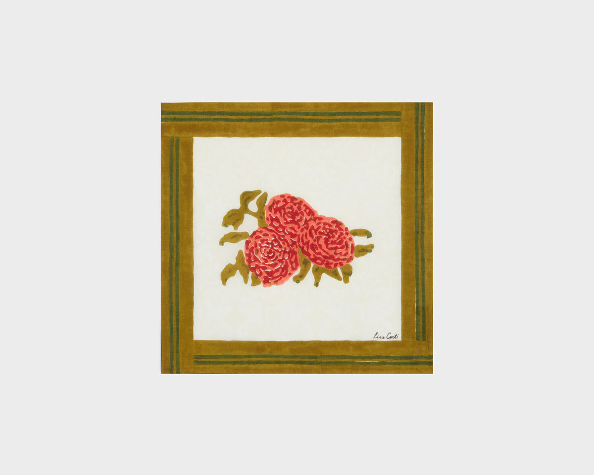 Lisa Corti Napkin - Leopard Bouquet Red