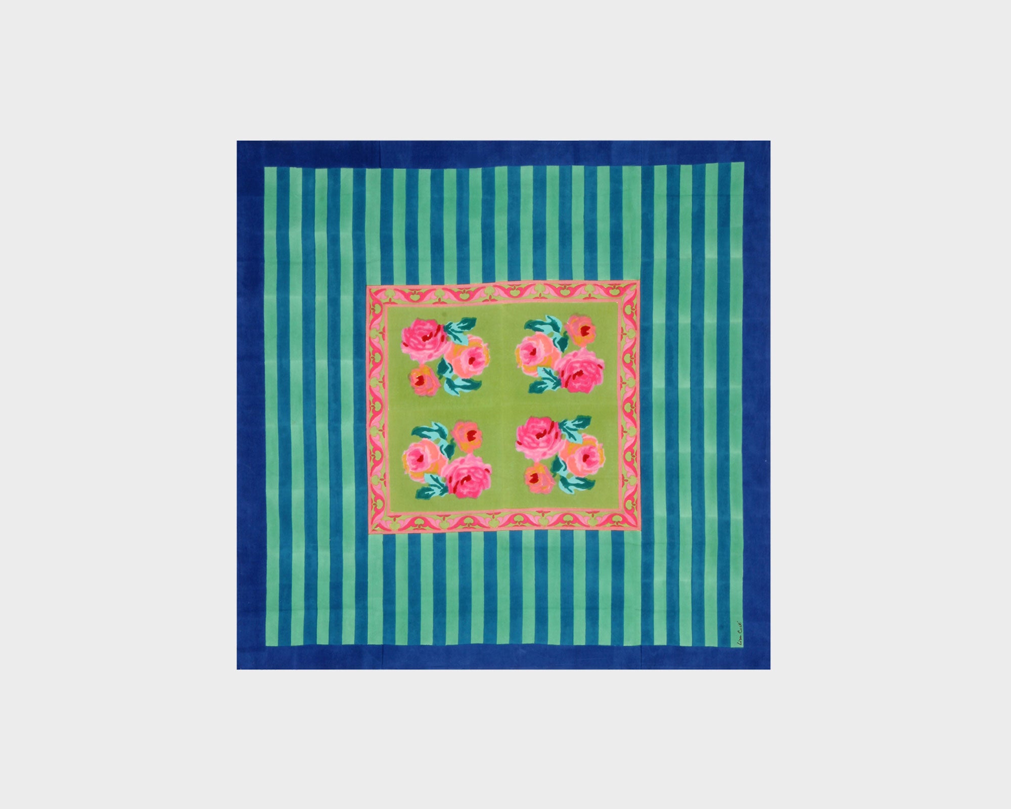 Lisa Corti Tablecloth - Nizam Stripes Acid Green