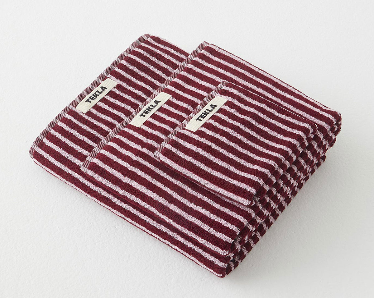 Tekla Organic Cotton Towel - Red & Rose Stripes