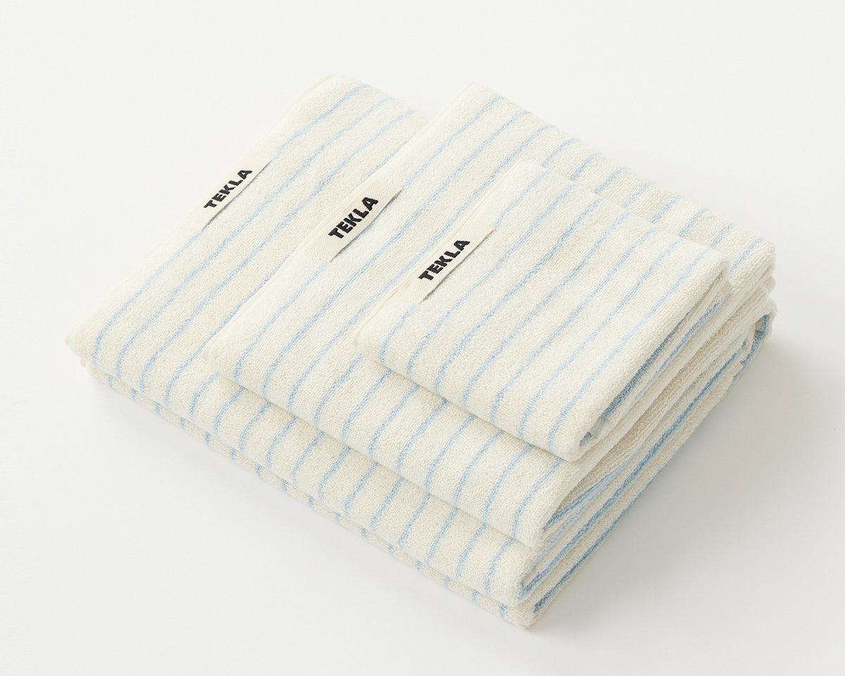 Tekla Organic Cotton Towel - Baby Blue Stripes
