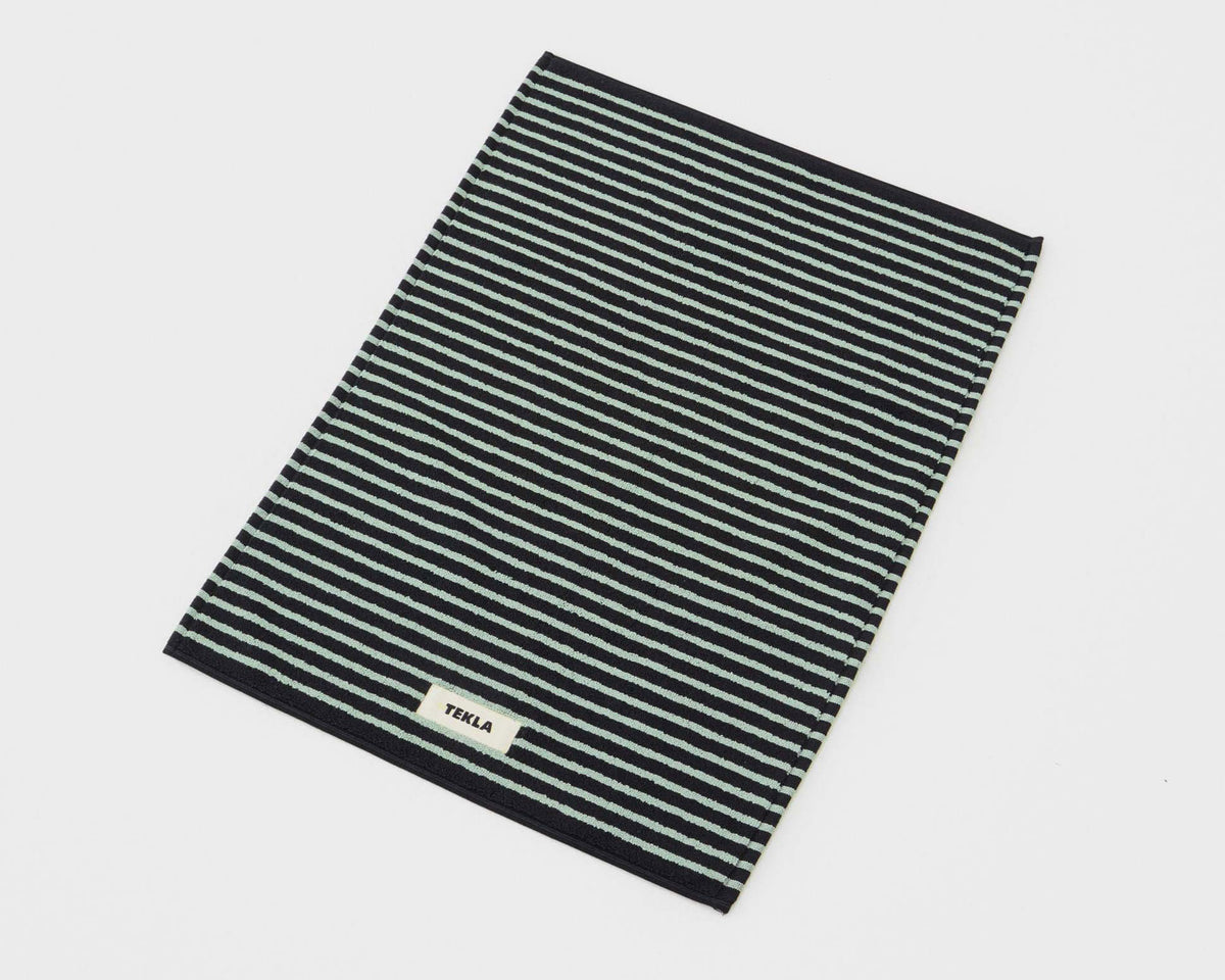 Tekla Organic Cotton Bath Mat - Black & Mint