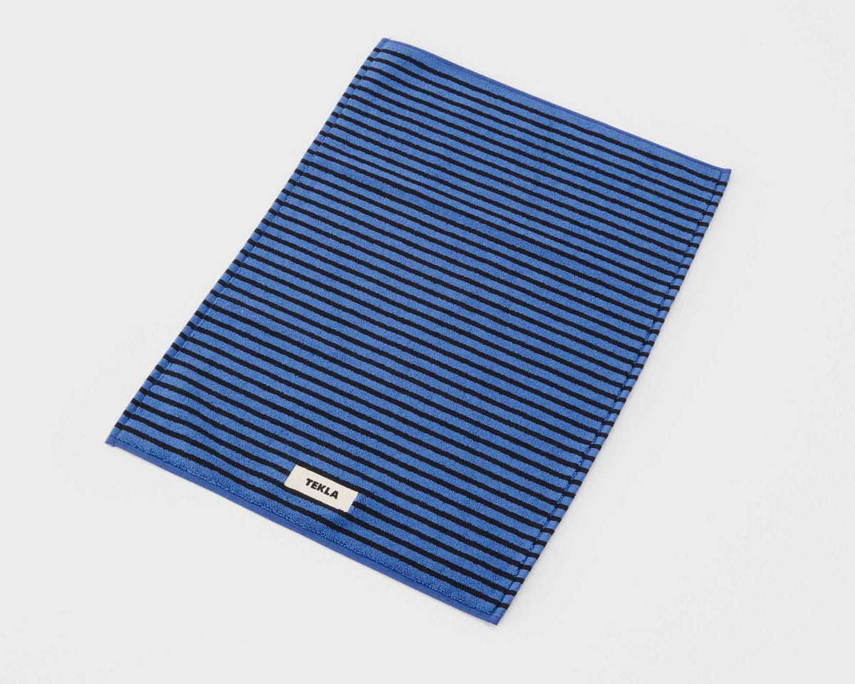 Tekla Organic Cotton Bath Mat - Blue & Black