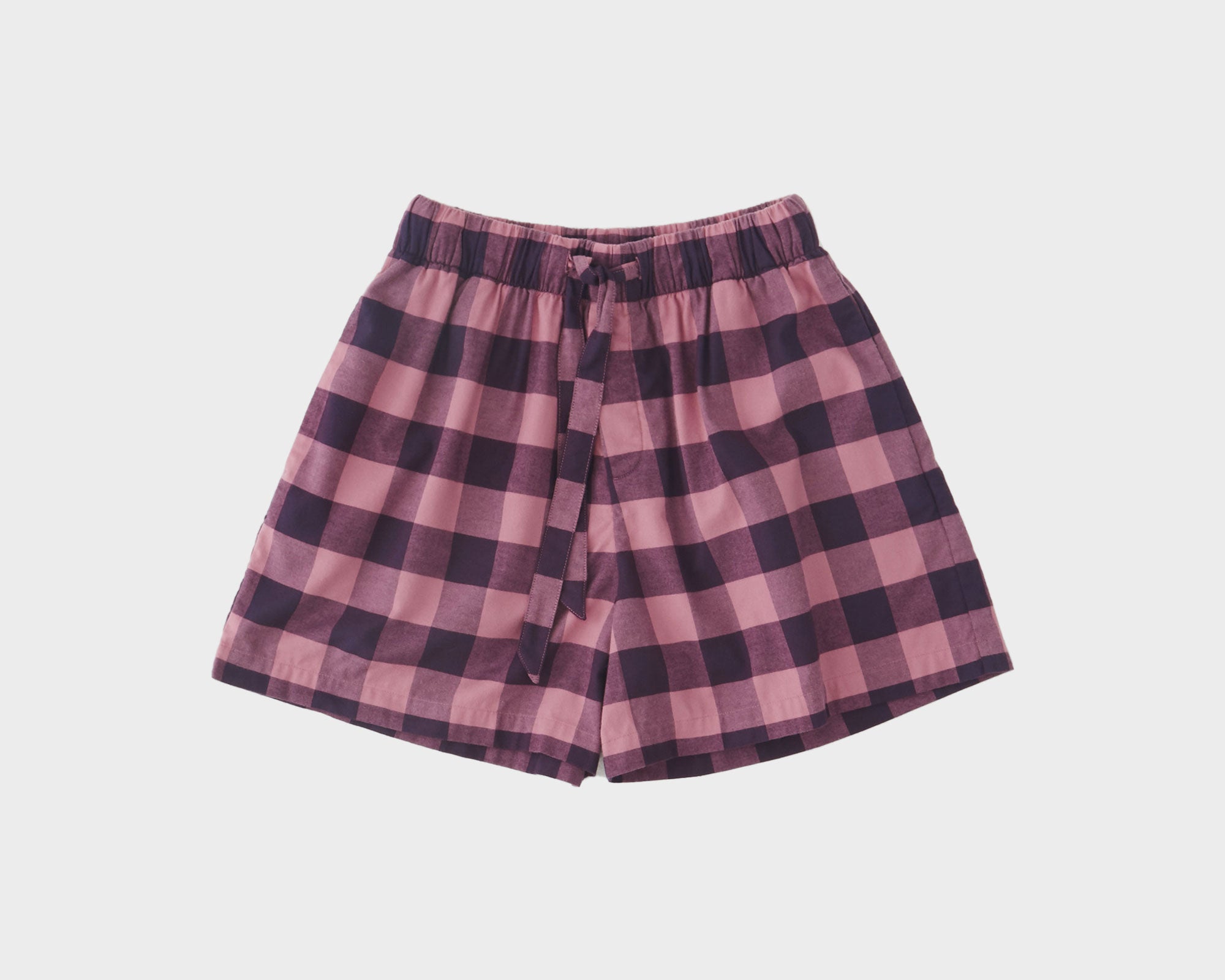 Plaid Flannel Shorts - Black and pink plaid