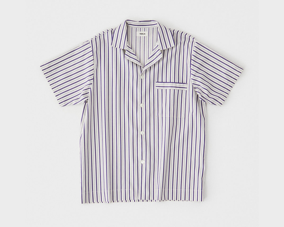 Tekla Poplin Short Sleeve Shirt - Lido Stripes
