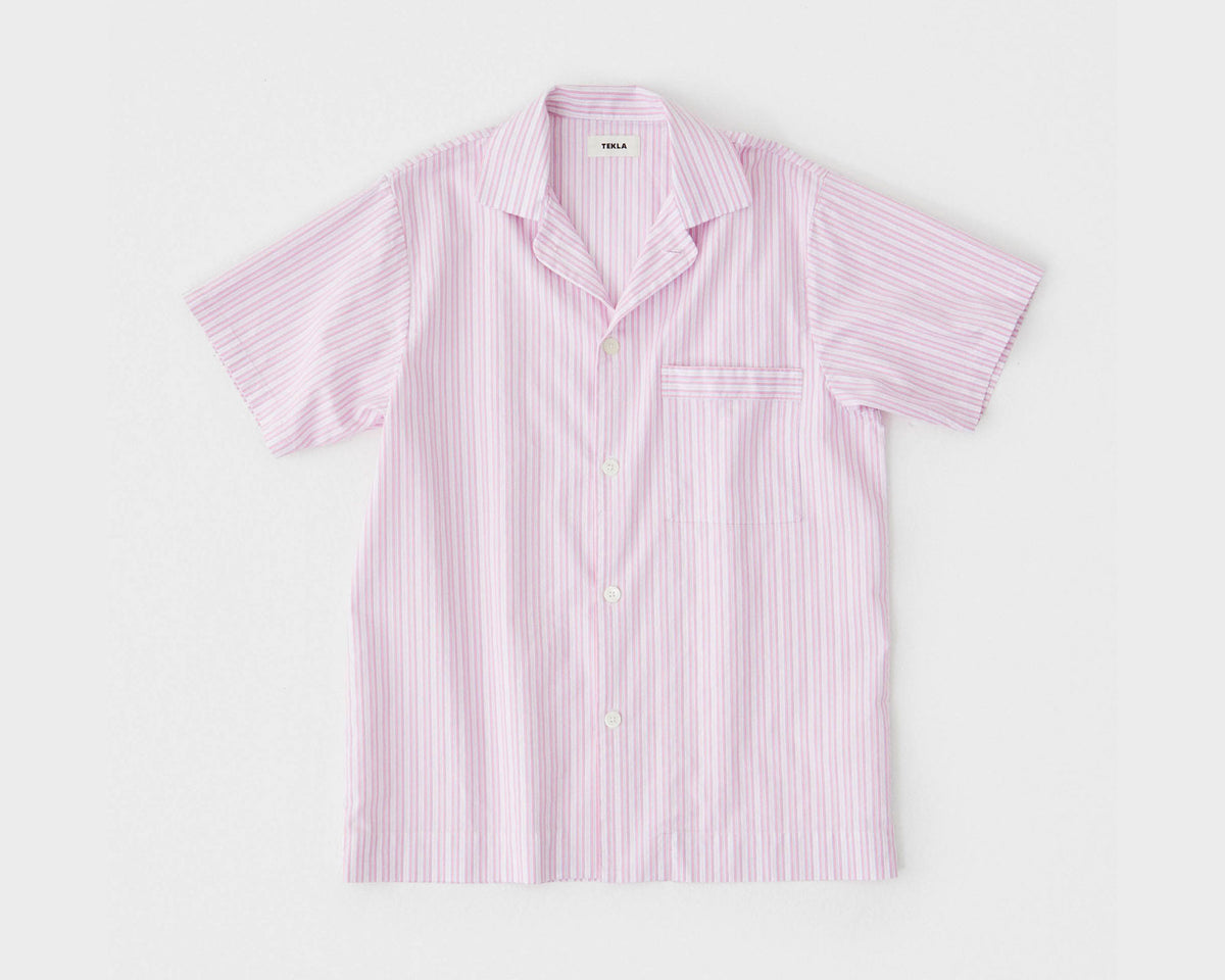 Tekla Poplin Short Sleeve Shirt - Capri Stripes