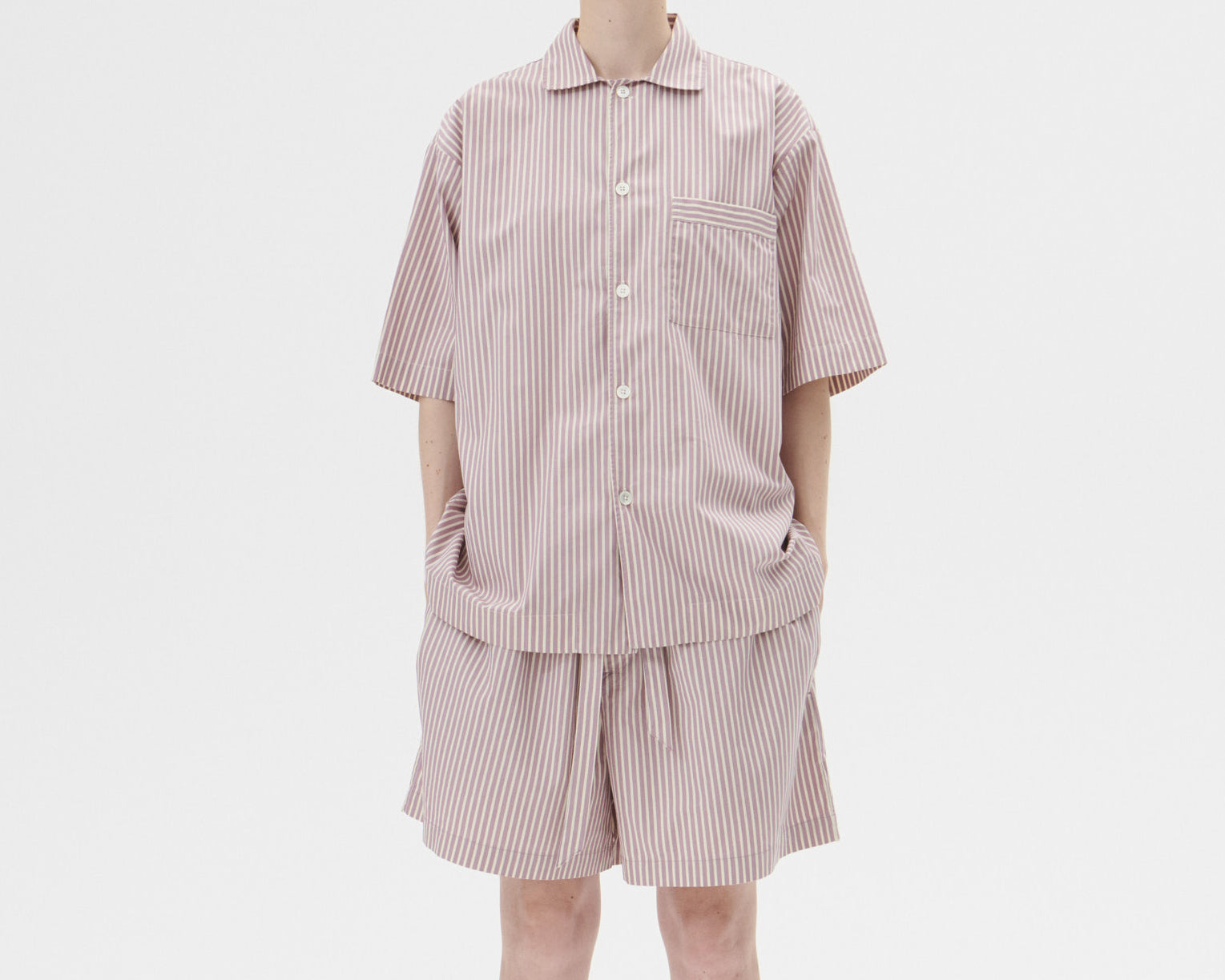 Tekla Poplin Short Sleeve Shirt - Skipper Stripes