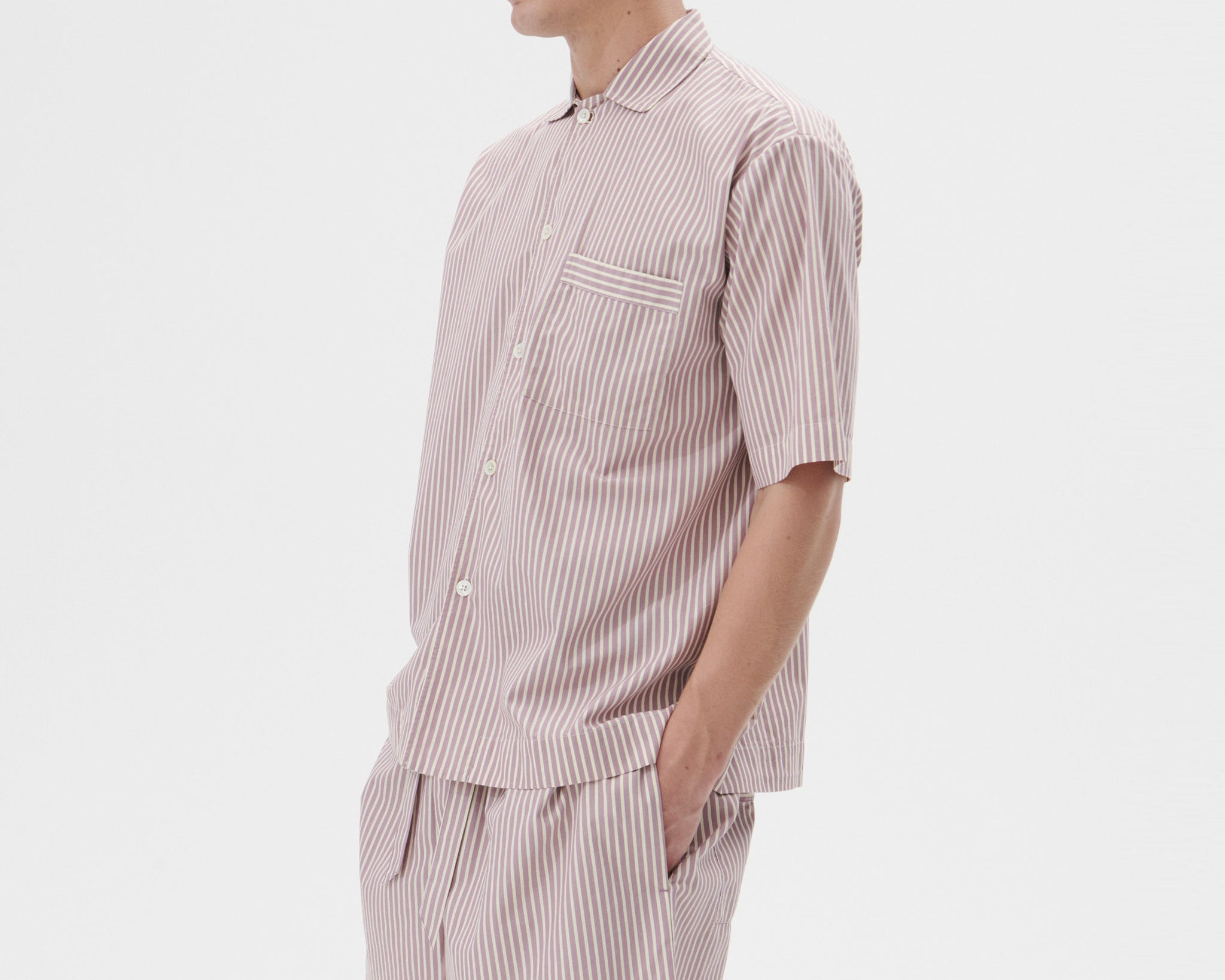 Tekla Poplin Short Sleeve Shirt - Skipper Stripes