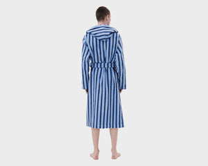 Tekla Organic Cotton Hooded Bathrobe - Ripple Stripes