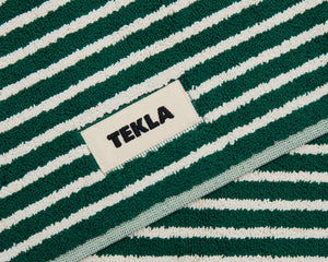 Tekla Organic Cotton Bath Mat - Teal Green Stripes