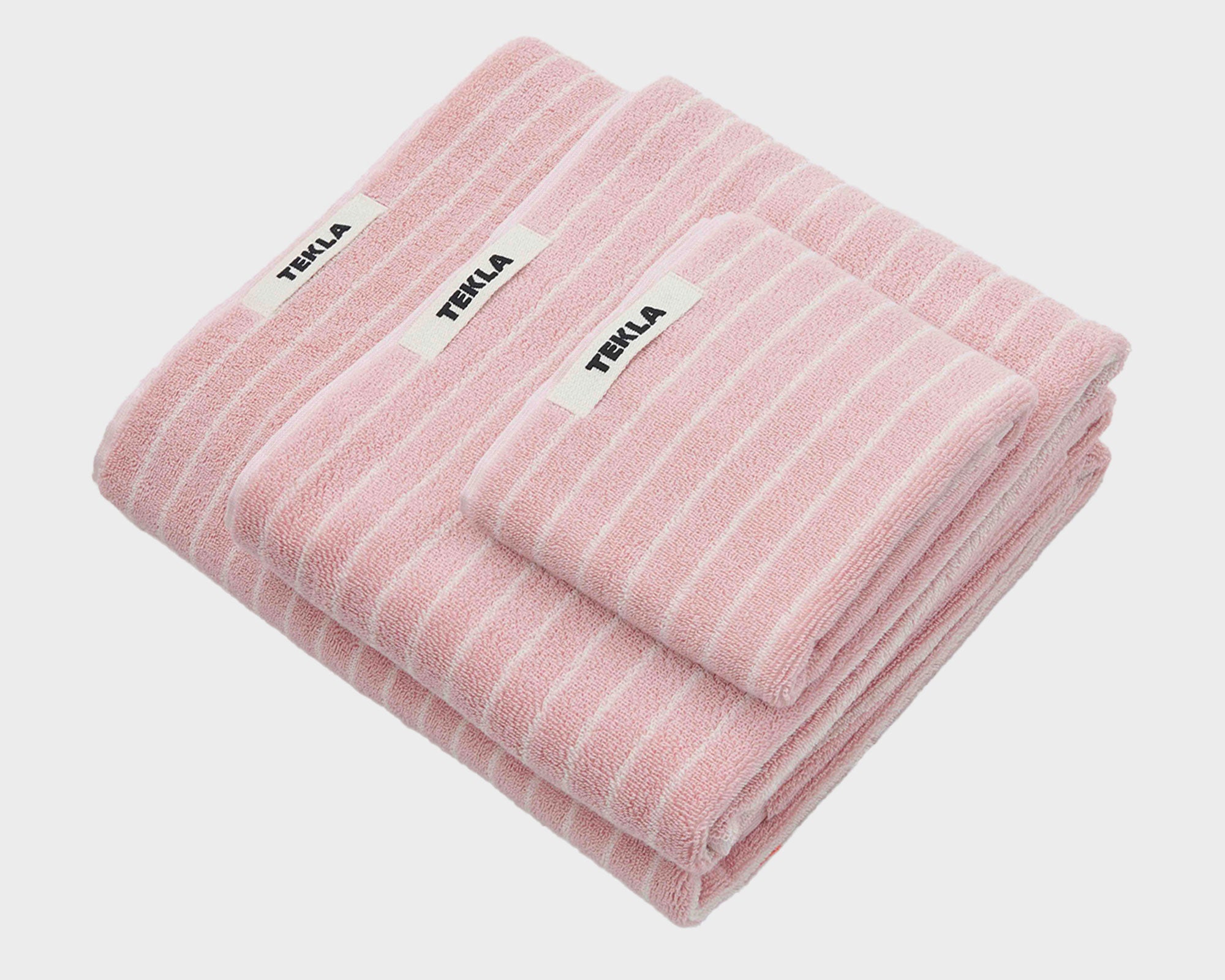 Tekla Organic Cotton Towel - Shaded Pink Stripes