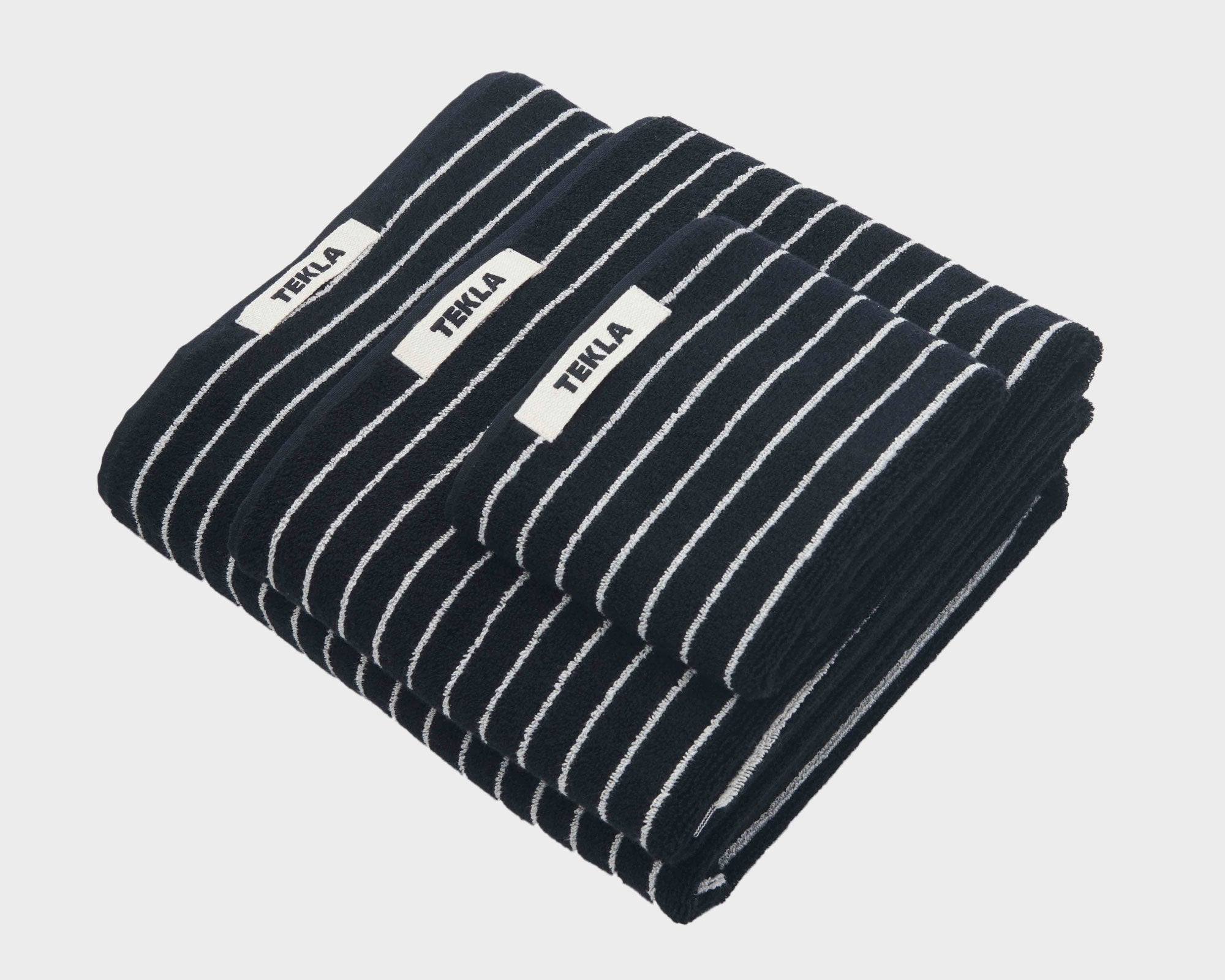Tekla Organic Cotton Towel - Black Stripes