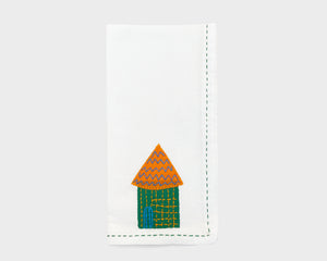 Embroidered 'Hut' Napkin 082