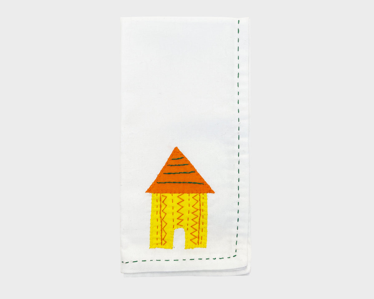 Embroidered 'Hut' Napkin 085