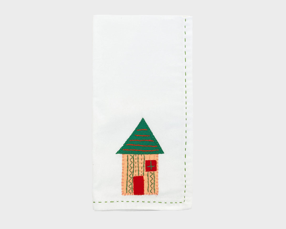 Embroidered 'Hut' Napkin 087