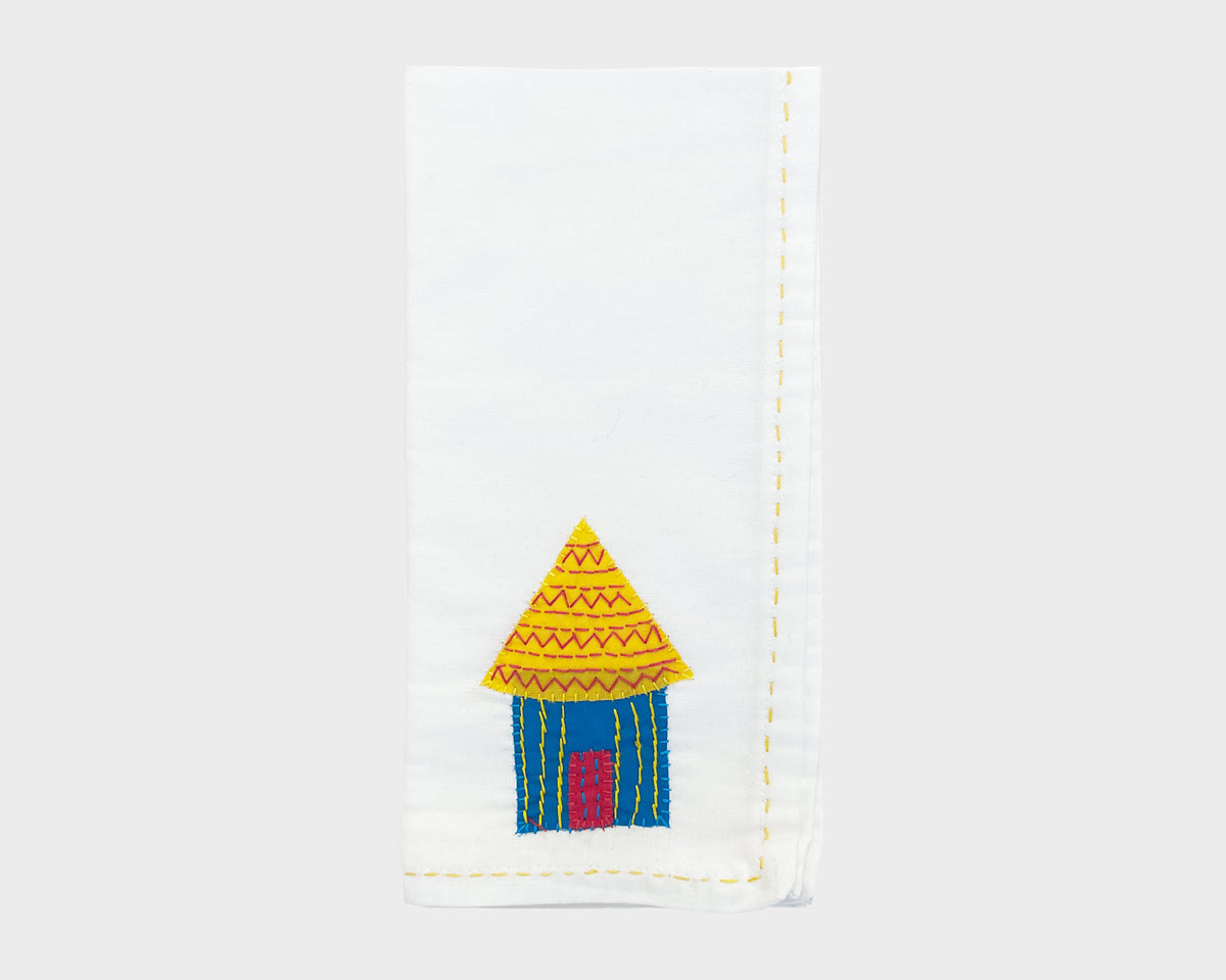 Embroidered 'Hut' Napkin 088