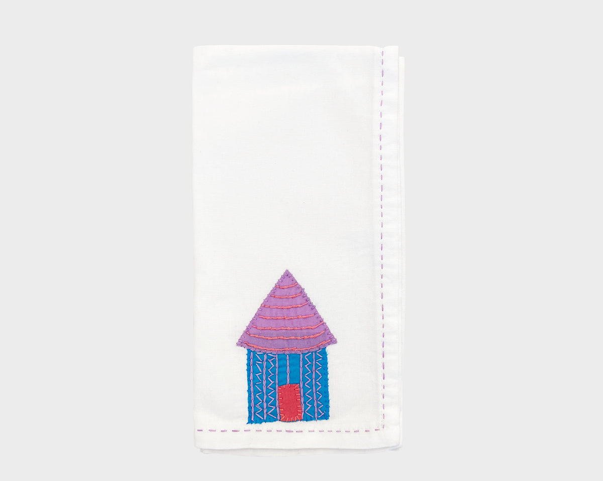 Embroidered 'Hut' Napkin 091