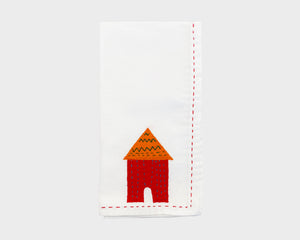 Embroidered 'Hut' Napkin 093