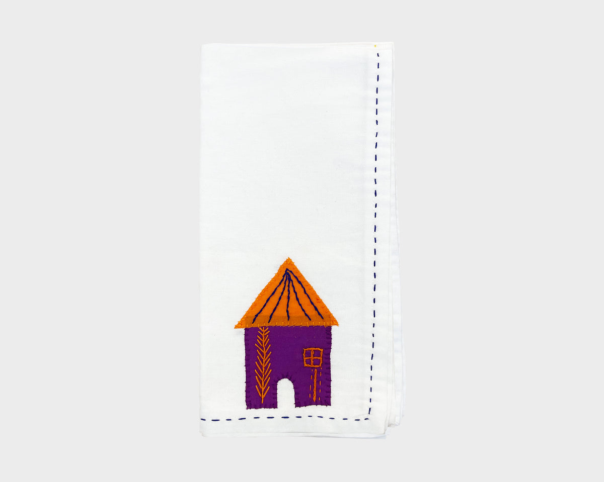Embroidered 'Hut' Napkin 095