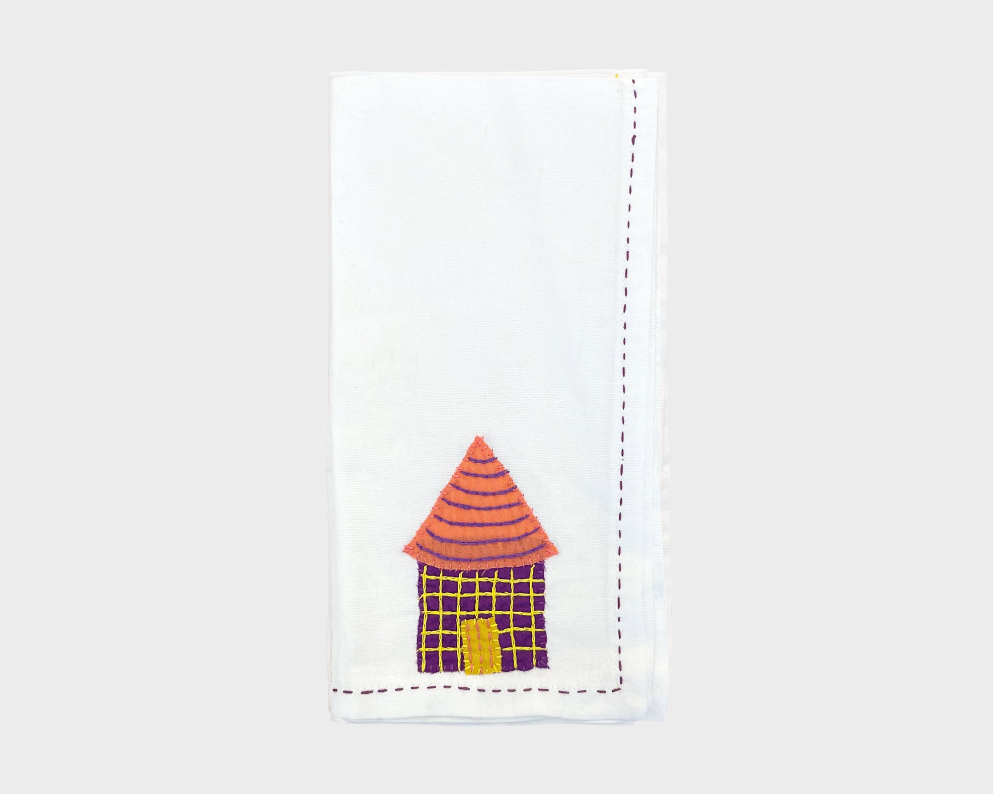 Embroidered 'Hut' Napkin 096
