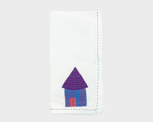 Embroidered 'Hut' Napkin 098