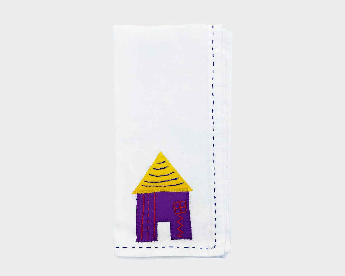 Embroidered 'Hut' Napkin 104